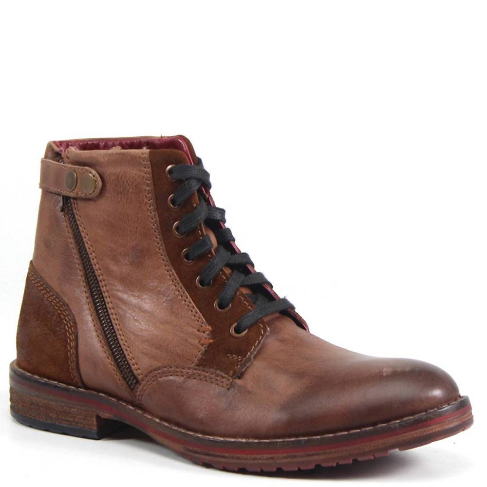 NEW DIBA TRUE men's ball of fire leather boots in cognac
